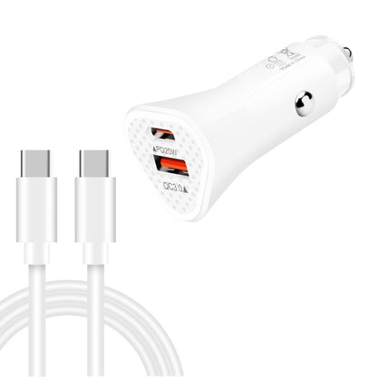 TE-P23 38W PD USB-C / Type-C + QC3. 0 USB Triangle Car Charger + USB-C / Type-C to USB-C / Type-C Data Cable, Length: 1m(White) - In Car by buy2fix | Online Shopping UK | buy2fix