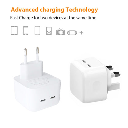 SDC-40W Dual PD USB-C / Type-C Ports Charger with 1.5m Type-C to 8 Pin Data Cable, UK Plug - Apple Accessories by buy2fix | Online Shopping UK | buy2fix