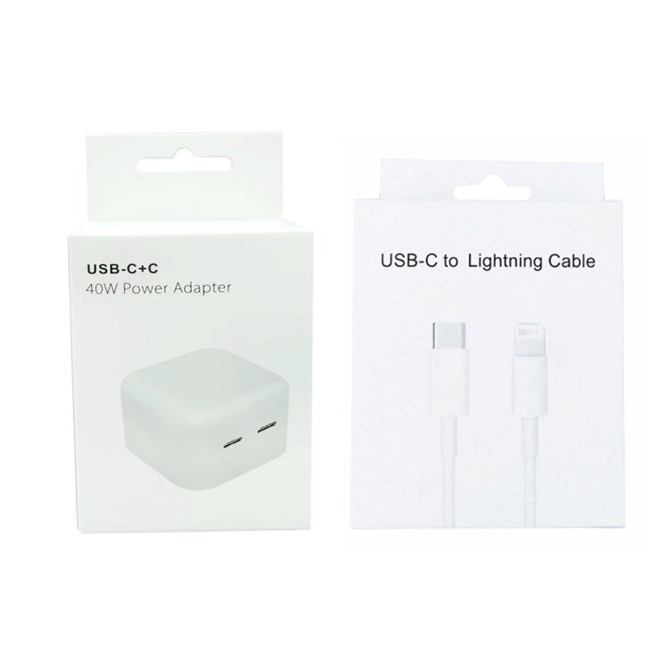 SDC-40W Dual PD USB-C / Type-C Ports Charger with 1.5m Type-C to 8 Pin Data Cable, UK Plug - Apple Accessories by buy2fix | Online Shopping UK | buy2fix