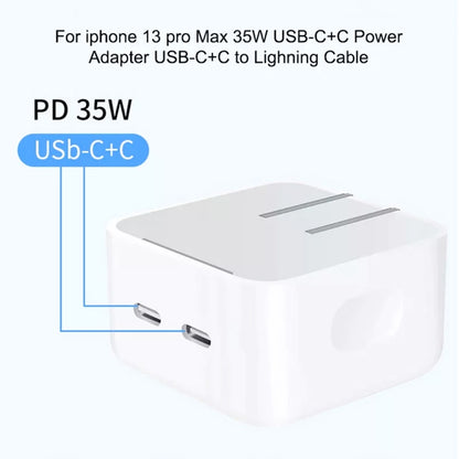 PD 35W Dual USB-C / Type-C Ports Charger with 1.5m Type-C to 8 Pin Data Cable, US Plug - Apple Accessories by buy2fix | Online Shopping UK | buy2fix