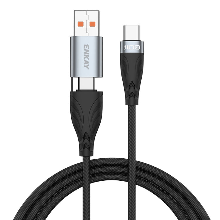 ENKAY Hat-Prince 2m PD100W 2 in 1 USB 3.0 / Type-C to Type-C 6A Super Fast Charging Data Cable -  by ENKAY | Online Shopping UK | buy2fix