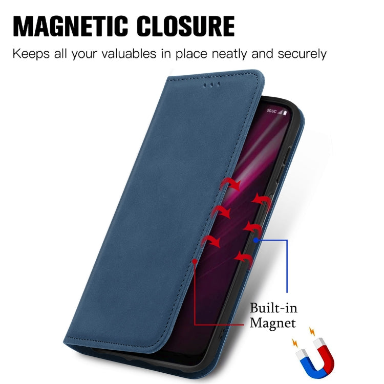 For T-Mobile Revvl 6 Pro 5G Retro Skin Feel Magnetic Leather Phone Case(Blue) - More Brand by buy2fix | Online Shopping UK | buy2fix