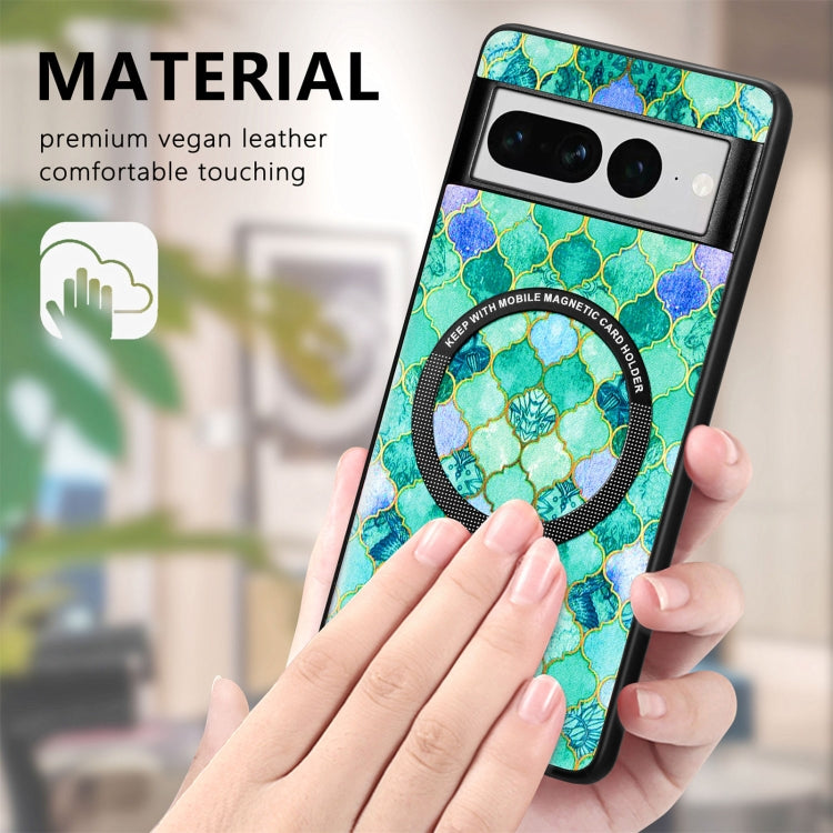 For Google Pixel 7 Pro Colored Drawing Leather Back Cover Magsafe Phone Case(Rhombus Mandala) - Google Cases by buy2fix | Online Shopping UK | buy2fix