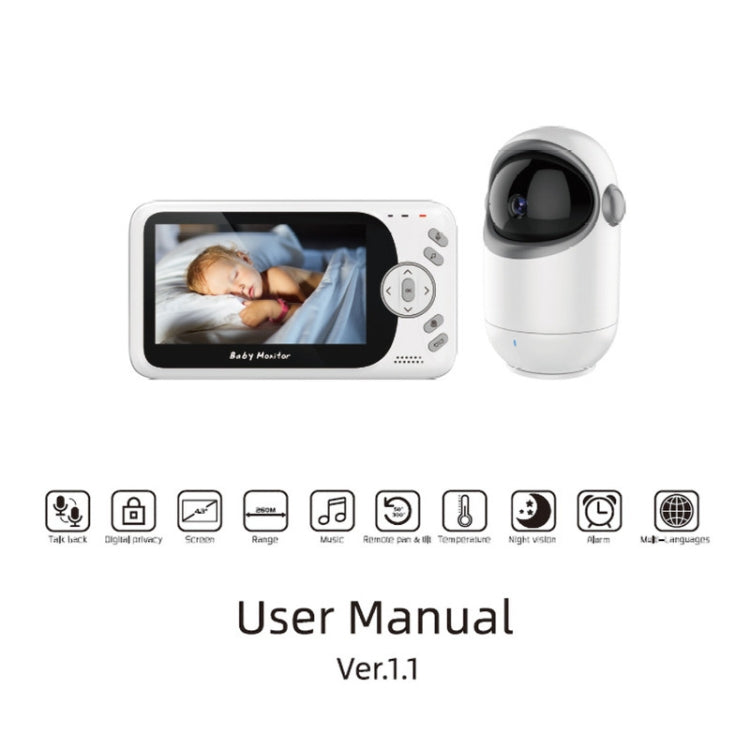 VB801 4.3 inch Night Vision Camera Baby Monitor, Wireless Intercom Audio Video Camera, Temperature Detection(EU Plug) - Security by buy2fix | Online Shopping UK | buy2fix