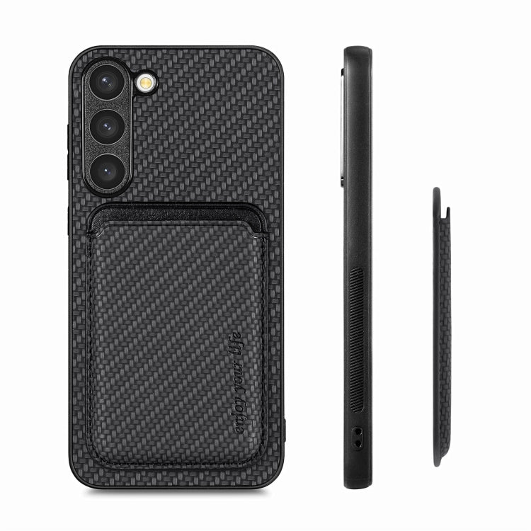 For Samsung Galaxy S23 5G Carbon Fiber Leather Card Magsafe Case(Black) - Galaxy S23 5G Cases by buy2fix | Online Shopping UK | buy2fix