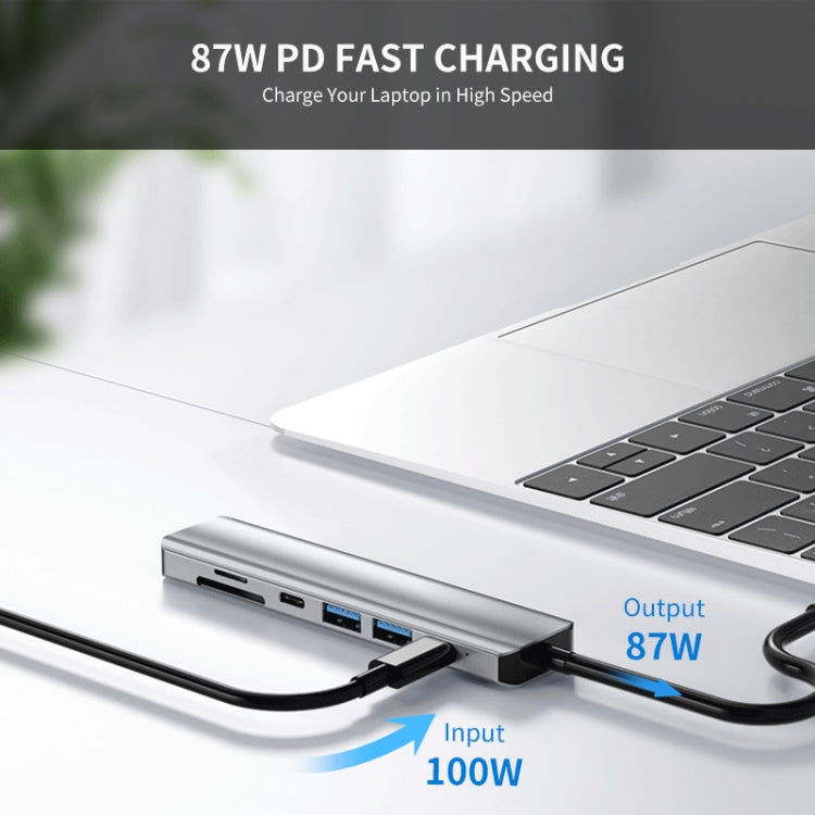 ENKAY Hat-Prince 7 in 1 Type-C to 4K HDMI Docking Station Adapter PD Quick Charge Hub - USB HUB by ENKAY | Online Shopping UK | buy2fix