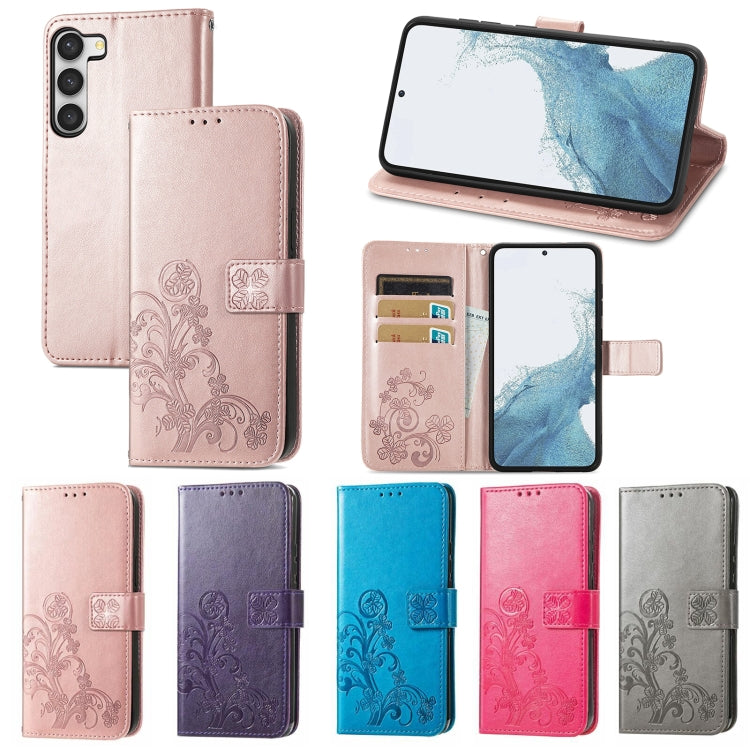 For Samsung Galaxy A54 5G Four-leaf Clasp Embossed Buckle Leather Phone Case(Rose Gold) - Galaxy Phone Cases by buy2fix | Online Shopping UK | buy2fix