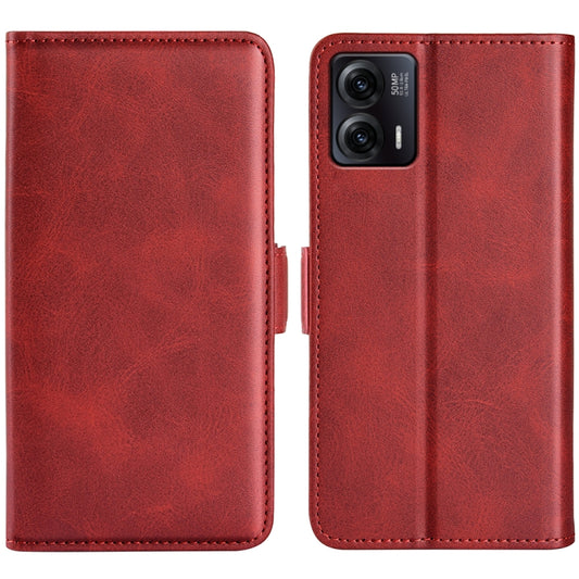 For Motorola Moto G73 Dual-side Magnetic Buckle Horizontal Flip Leather Phone Case(Red) - Motorola Cases by buy2fix | Online Shopping UK | buy2fix