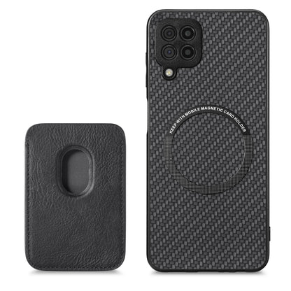 For Samsung Galaxy A22 4G Carbon Fiber Leather Card Magsafe Magnetic Phone Case(Black) - Galaxy Phone Cases by buy2fix | Online Shopping UK | buy2fix