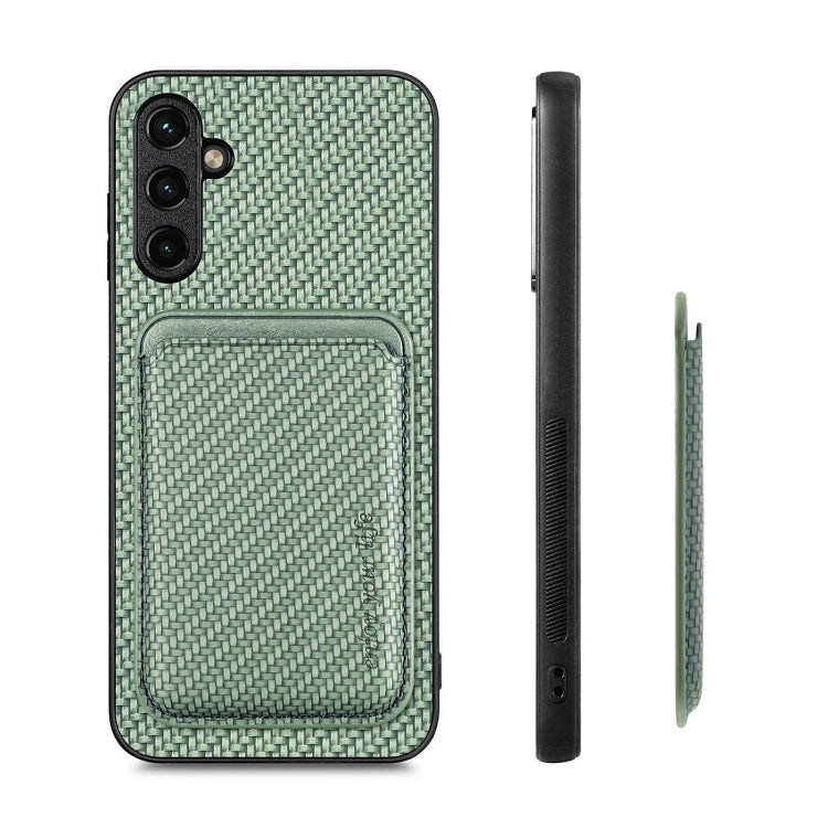 For Samsung Galaxy A54 5G Carbon Fiber Leather Card Magsafe Magnetic Phone Case(Green) - Galaxy Phone Cases by buy2fix | Online Shopping UK | buy2fix
