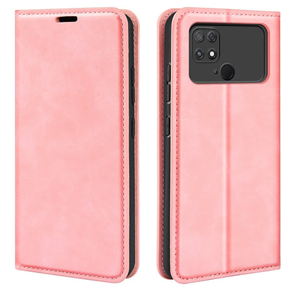 For Xiaomi Poco C40 Retro-skin Magnetic Suction Leather Phone Case(Pink) - Xiaomi Cases by buy2fix | Online Shopping UK | buy2fix