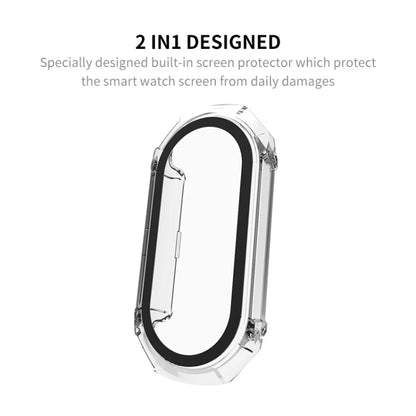 For Xiaomi Mi Band 8 ENKAY Hat-Prince Full Coverage PC Frame + Tempered Glass Film Watch Case(Blue) - Watch Cases by ENKAY | Online Shopping UK | buy2fix