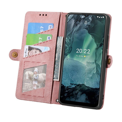 For Nokia G11/G21 Geometric Zipper Wallet Side Buckle Leather Phone Case(Pink) - Nokia Cases by buy2fix | Online Shopping UK | buy2fix