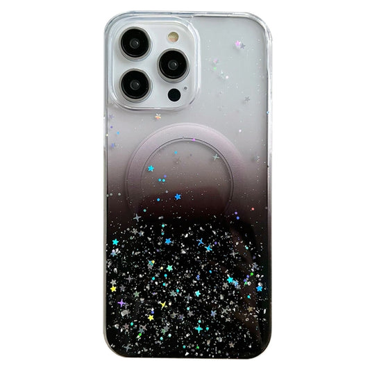 For iPhone 14 Pro MagSafe Glitter Hybrid Clear TPU Phone Case(Black) - iPhone 14 Pro Cases by buy2fix | Online Shopping UK | buy2fix