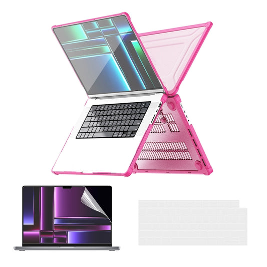 For MacBook Pro 14.2 A2442/A2779 ENKAY Hat-Prince 3 in 1 Protective Bracket Case Cover Hard Shell with TPU Keyboard Film / PET Screen Protector, Version:EU(Pink) - MacBook Pro Cases by ENKAY | Online Shopping UK | buy2fix