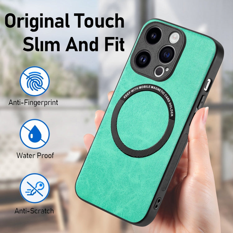 For iPhone 15 Pro Max Solid Color Leather Skin Back Phone Case(Green) - iPhone 15 Pro Max Cases by buy2fix | Online Shopping UK | buy2fix