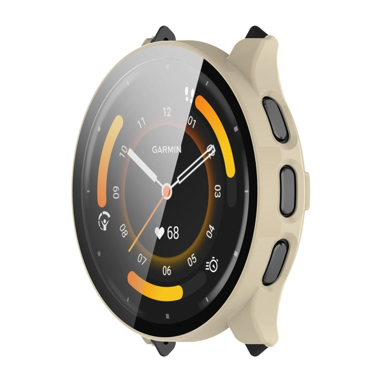 For Garmin Venu 3S ENKAY Hat-Prince Full Coverage PC + Tempered Glass Film Integrated Watch Case(Ivory White) - Watch Cases by ENKAY | Online Shopping UK | buy2fix