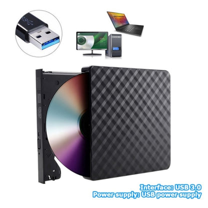 633 Rhombus Pattern USB3.0 Computer Laptop External Optical Drive Burner DVD Write(White) - Rewritable Drive by buy2fix | Online Shopping UK | buy2fix