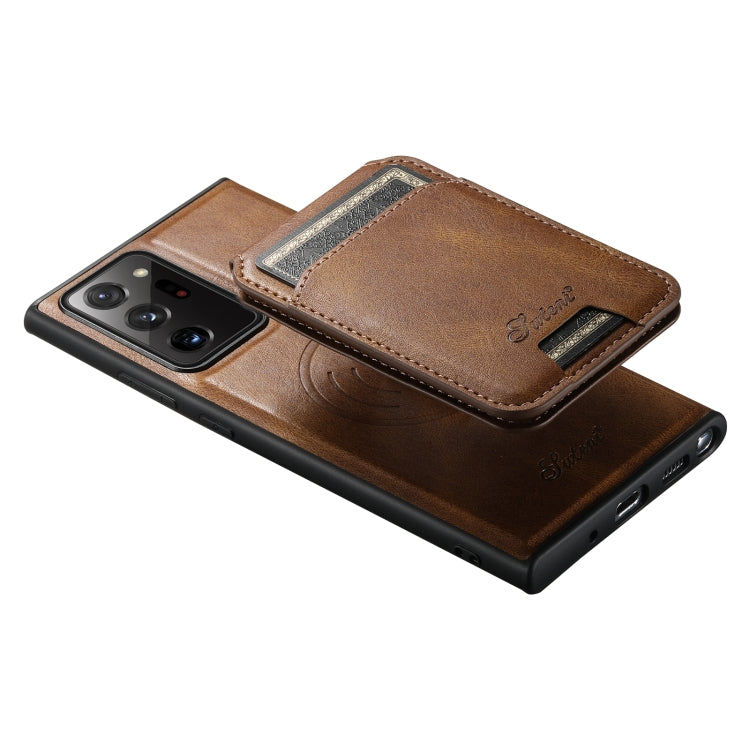 For Samsung Galaxy Note20 Ultra 5G Suteni H15 MagSafe Oil Eax Leather Detachable Wallet Back Phone Case(Brown) - Galaxy Note20 Ultra Cases by Suteni | Online Shopping UK | buy2fix