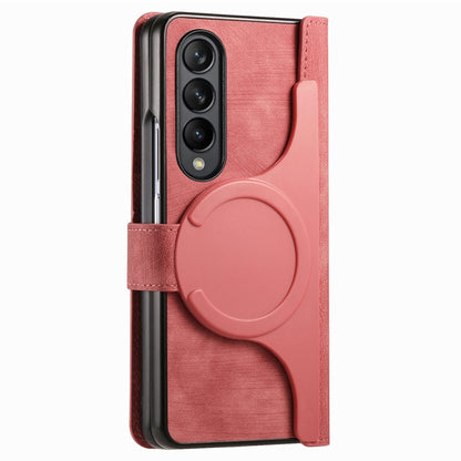 For Samsung Galaxy Z Fold4 Retro MagSafe Magnetic Zipper Wallet Leather Phone Case(Pink) - Galaxy Z Fold4 5G Cases by buy2fix | Online Shopping UK | buy2fix