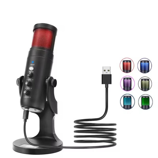 JMARY MC-PW9 USB Cable Microphone Voice Recording Tool RGB Light - Microphone by Jmary | Online Shopping UK | buy2fix