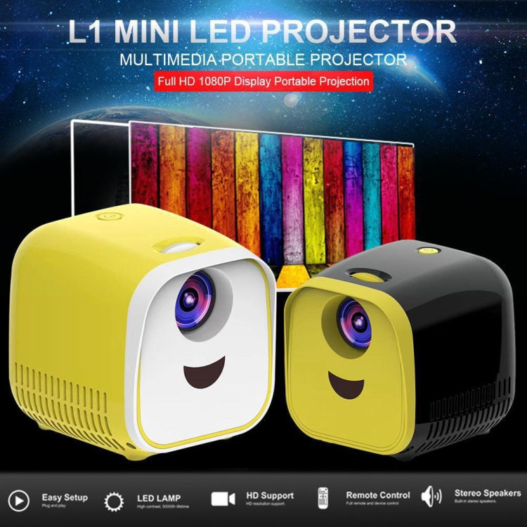 L1 Children Projector Mini LED Portable Home Speaker Projector, EU Plug(Yellow) - Consumer Electronics by buy2fix | Online Shopping UK | buy2fix