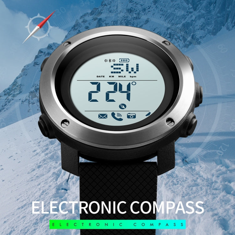 SKMEI 1511 Simple Bluetooth Men Smart Waterproof Compass Adult Smart Watch(Rubber Shell Black) - Sport Watches by SKMEI | Online Shopping UK | buy2fix