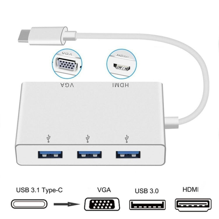 USB C to HDMI VGA USB Hub Adapter 5 in 1 USB 3.1 Converter for Laptop for MacBook,ChromeBook Pixel,Huawei MateBook - Computer & Networking by buy2fix | Online Shopping UK | buy2fix