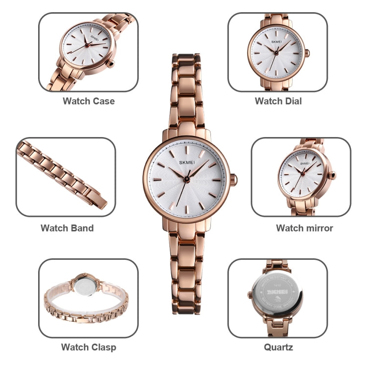 Skmei 1410 Lady Quartz Watch European and American Fashion Watch Business Leisure Steel Belt Lady Watch(Rose Gold) - Outdoor & Sports by SKMEI | Online Shopping UK | buy2fix