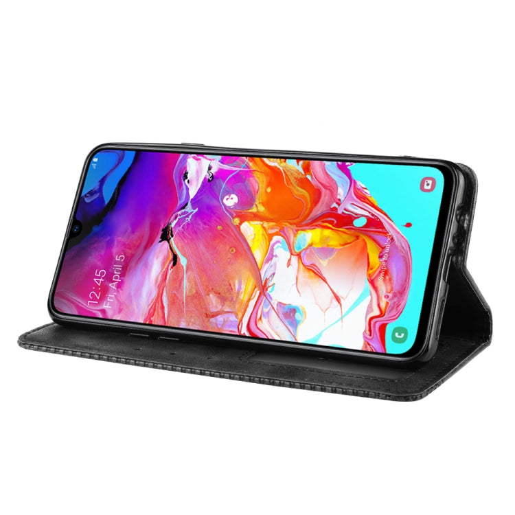 For Galaxy A20s  Magnetic Buckle Retro Crazy Horse Texture Horizontal Flip Leather Case  , with Holder & Card Slots & Photo Frame(Black) - Galaxy Phone Cases by buy2fix | Online Shopping UK | buy2fix