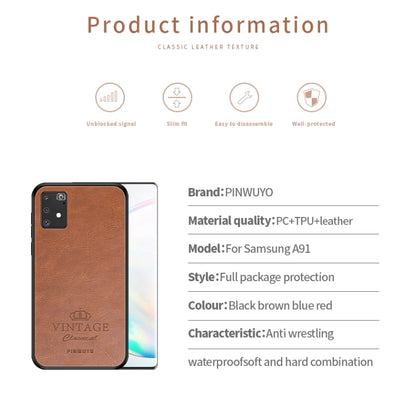 For Galaxy A91 / S10 Lite PINWUYO Pin Rui Series Classical Leather Texture PC + TPU Waterproof  Anti-fall All-inclusive Protective Case Shell(Brown) - Galaxy Phone Cases by PINWUYO | Online Shopping UK | buy2fix