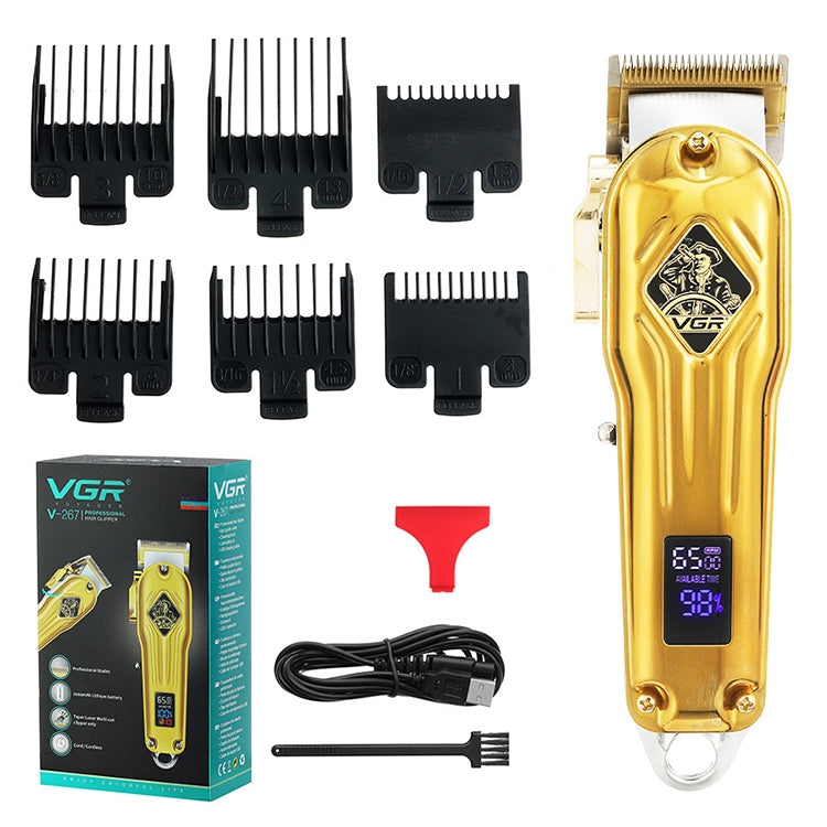 VGR V-267 10W USB Metal Hair Clipper with LED Digital Display & 5 Gears Adjustment (Silver) - Hair Trimmer by VGR | Online Shopping UK | buy2fix