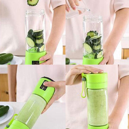 USB Rechargeable Electric Automatic Vegetable Fruit Citrus Orange Juice Maker Cup Mixer Bottle (380ML)(6 Blades Green) - Home & Garden by buy2fix | Online Shopping UK | buy2fix