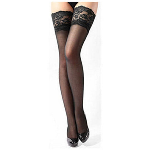 3 Pairs Sexy Womens Thin Sheer Lace Stocking Top Stay Up Thigh High Hold-ups Stockings Pantyhose(Black) - Outdoor & Sports by buy2fix | Online Shopping UK | buy2fix