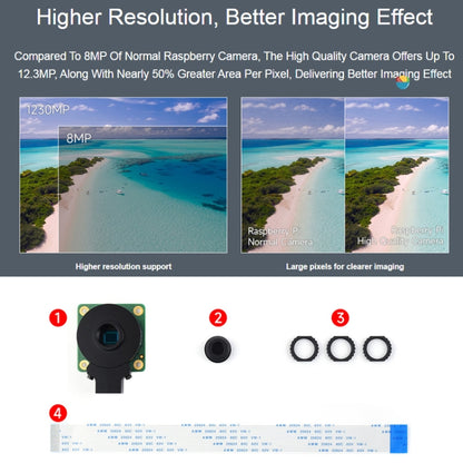 Waveshare For Raspberry Pi Camera M12 High Sensitivity Lens, 12.3MP IMX477R Sensor, 23945 - Raspberry Pi Accessories by WAVESHARE | Online Shopping UK | buy2fix