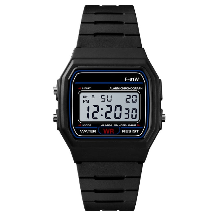 F-91W Analog Digital Motion LED Silicone Strap Multifunction Electronic Watch(Black) - Outdoor & Sports by HONHX | Online Shopping UK | buy2fix