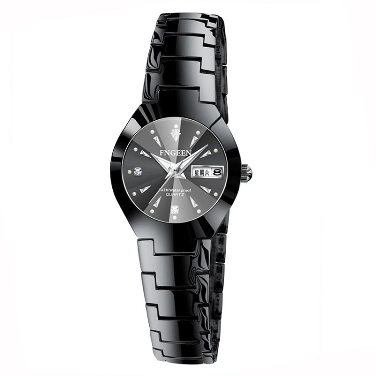 FNGEEN 5808 Women Fashion Steel Strap Quartz Watch Couple Watch(Black Steel Black Surface) - Couple Watches by FNGEEN | Online Shopping UK | buy2fix