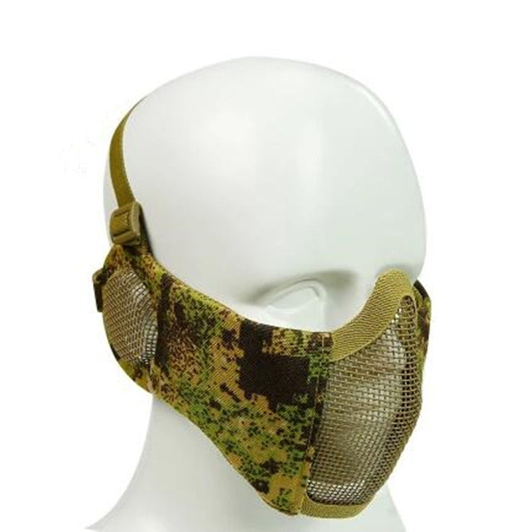 WoSporT Half Face Metal Net Field  Ear Protection Outdoor Cycling Steel Mask(Army Green Flower) - Protective Helmet & Masks by buy2fix | Online Shopping UK | buy2fix