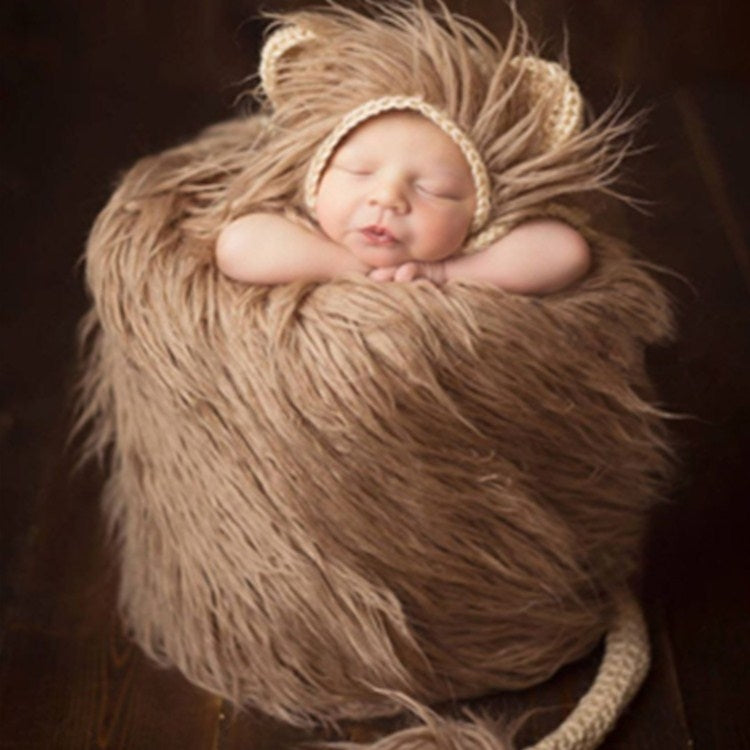 Newborn Photography Little Lion Wool Cartoon Hat and Tail Props For 0-2 Month(Hat + Tail) - Camera Accessories by buy2fix | Online Shopping UK | buy2fix