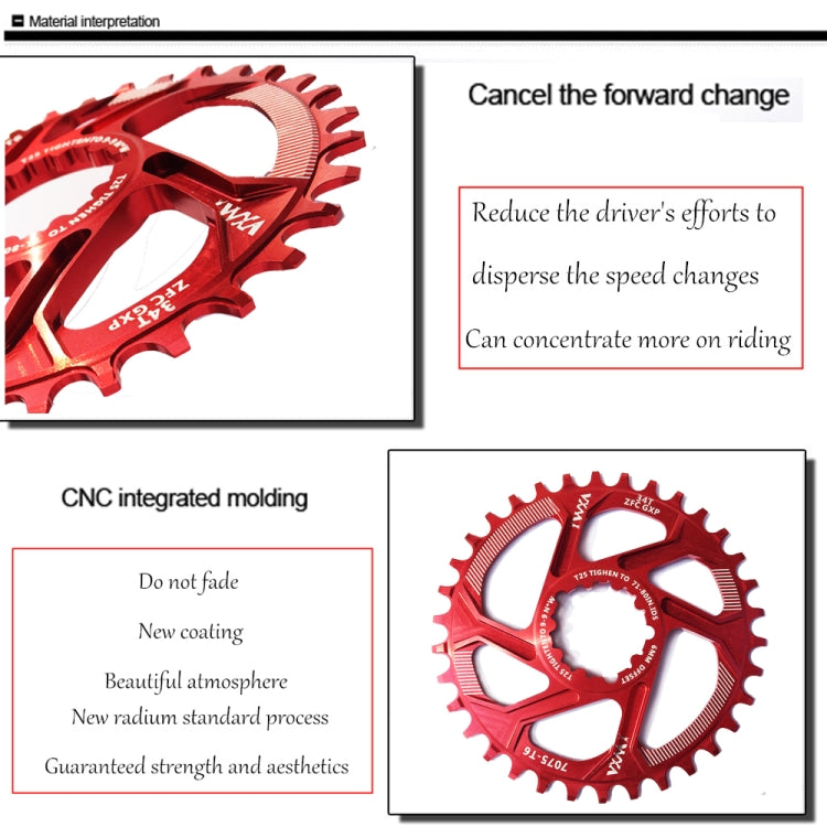 VXM Direct Loading Disc GXP Straight-fit One-piece Positive and Negative Teeth XX1 X0 X9 30T38T Single Disc Platter(Red) - Others by VXM | Online Shopping UK | buy2fix