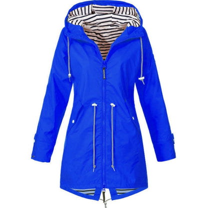 Women Waterproof Rain Jacket Hooded Raincoat, Size:M(Blue) - Hoodie by buy2fix | Online Shopping UK | buy2fix