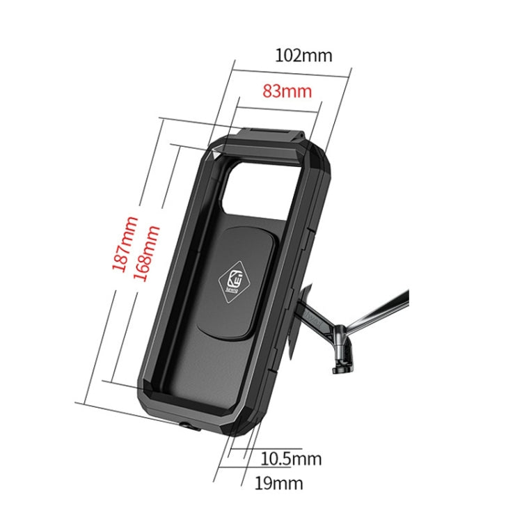 Kewig Bicycle Motorcycle Rearview Mirror Waterproof Box Touch Screen Phone Holder(Large) - Outdoor & Sports by Kewig | Online Shopping UK | buy2fix