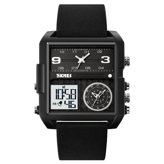 SKMEI 2021 Square Large Dial Triple Movement Men Sports Watch(Black White Machine) - LED Digital Watches by SKMEI | Online Shopping UK | buy2fix