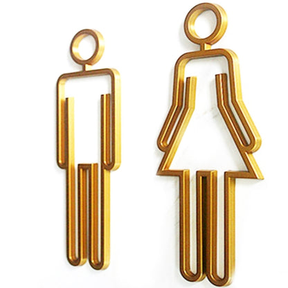 2 PCS Acrylic Toilet Symbol Adhesive Backed Bathroom Toilet Door Sign for Hotel(Gold) - Home & Garden by buy2fix | Online Shopping UK | buy2fix