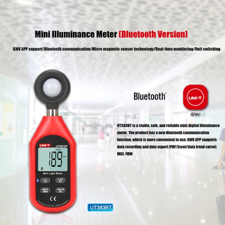 UNI-T UT383BT 200,000 LUX Digital Luxmeter Luminance Light Meter With LCD Backlit Display - Consumer Electronics by UNI-T | Online Shopping UK | buy2fix