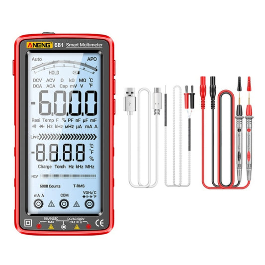 ANENG 681 LCD Digital Display Screen Smart Automatic Range Rechargeable Multimeter(Red) - Digital Multimeter by ANENG | Online Shopping UK | buy2fix