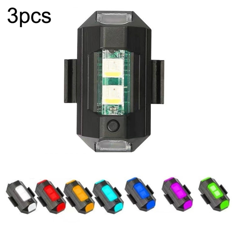 3pcs M1 Vibration Sensing Motorcycle Bicycle Aircraft Explosion Lights Cruise Flashing Anti-rear-end Collision Light(7 Colors) - In Car by buy2fix | Online Shopping UK | buy2fix