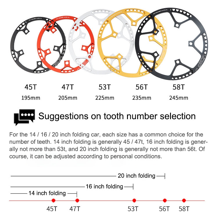 Litepro Folding Bike Sprocket Wheel LP Disk Disc, Specification:58T(Gold) - Bicycle Brake Parts by Litepro | Online Shopping UK | buy2fix