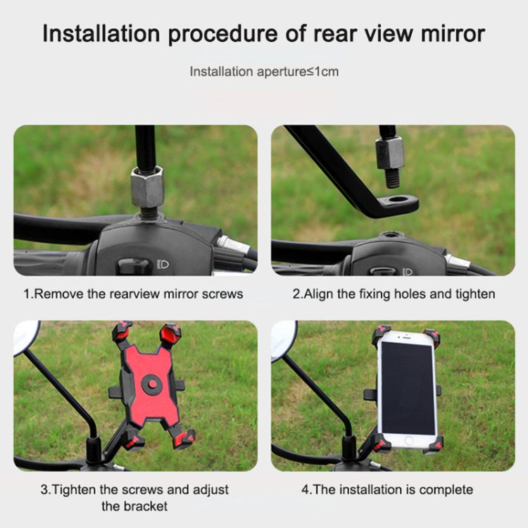 Electric Bicycle Mobile Phone Holder Can Be Rotated 360-degree Mobile Phone Holder Four-way Adjustment Bracket for Motorcycle, Style:Rearview Mirrors(Yellow) - Holders by buy2fix | Online Shopping UK | buy2fix