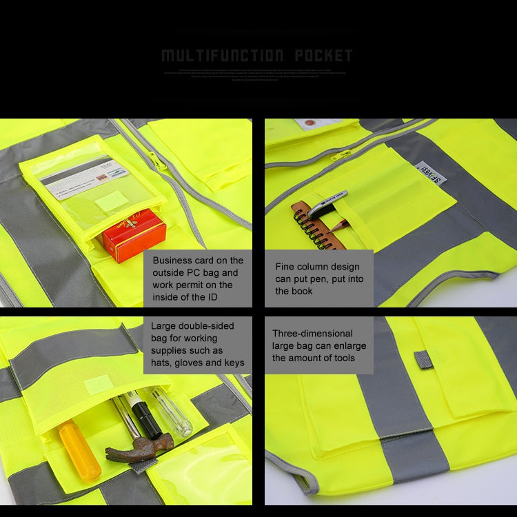 Multi-pockets Safety Vest Reflective Workwear Clothing, Size:XXL-Chest 130cm(Yellow) - Reflective Safety Clothing by buy2fix | Online Shopping UK | buy2fix